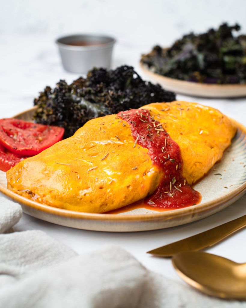 Keto omurice with cauliflower fried rice and a fluffy omelette