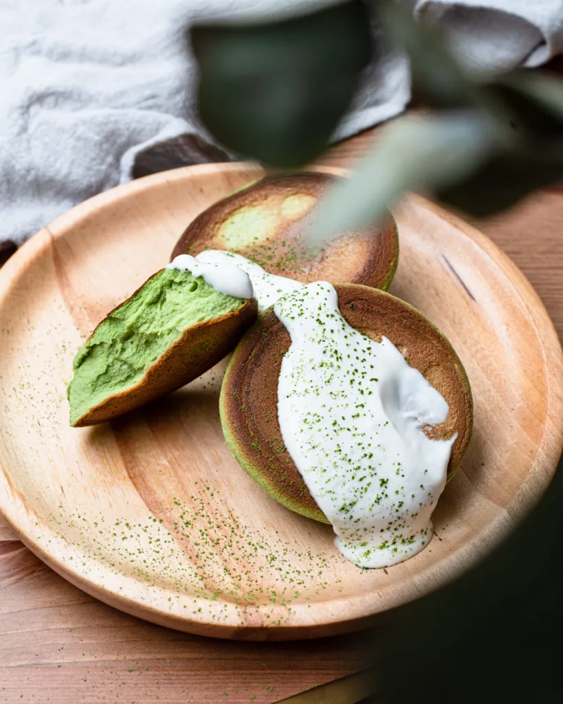 Japanese souffle pancakes served